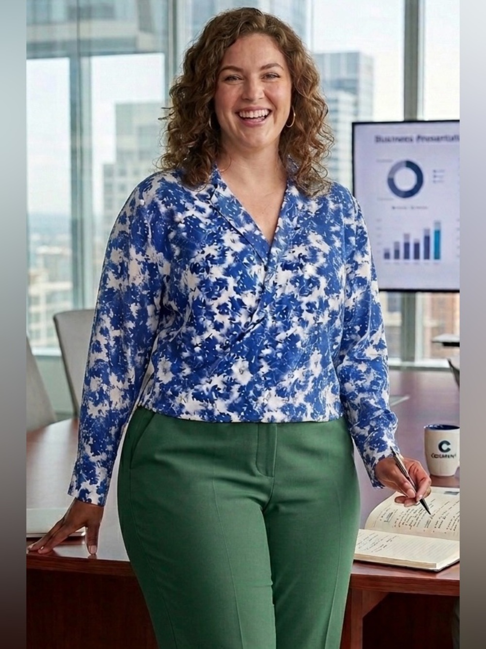 Calvin Klein NWT Woman’s Plus Long Sleeve Wrap Blouse